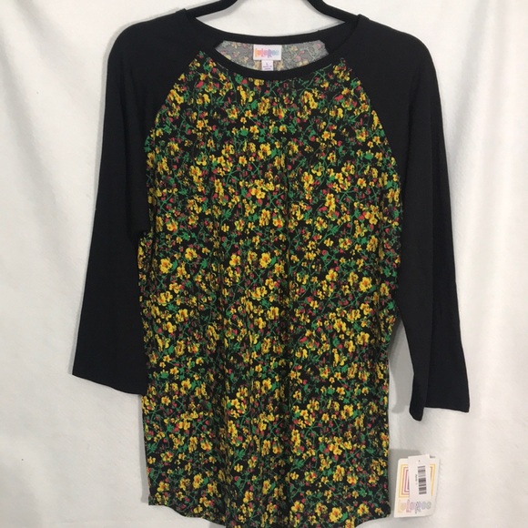 NWT! LuLaRoe Randy Raglan Baseball Tee Shirt Large - Picture 2 of 8
